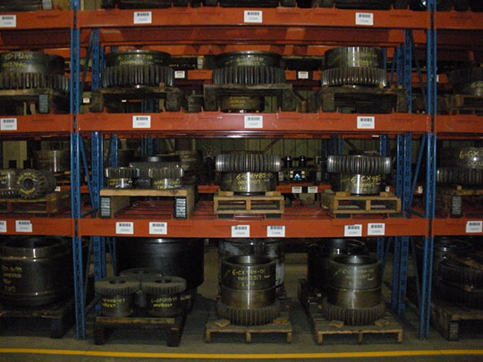 Reusable hub gear inventory awaiting assembly.